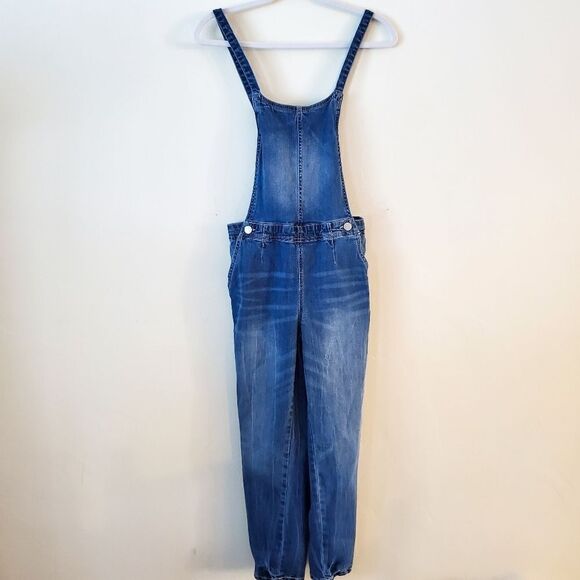 Dollhouse Faded Whiskered Denim Overalls - Picture 1 of 8